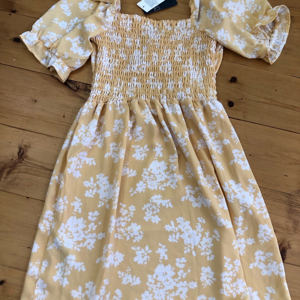 Abercrombie & Fitch Floral puff sleeve milkmaid off-shoulder mini Dress Small